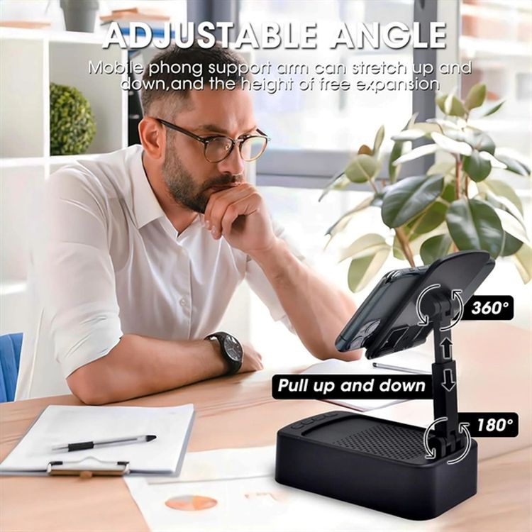 Adjustable Cell Phone Stand with Bluetooth Speaker 4