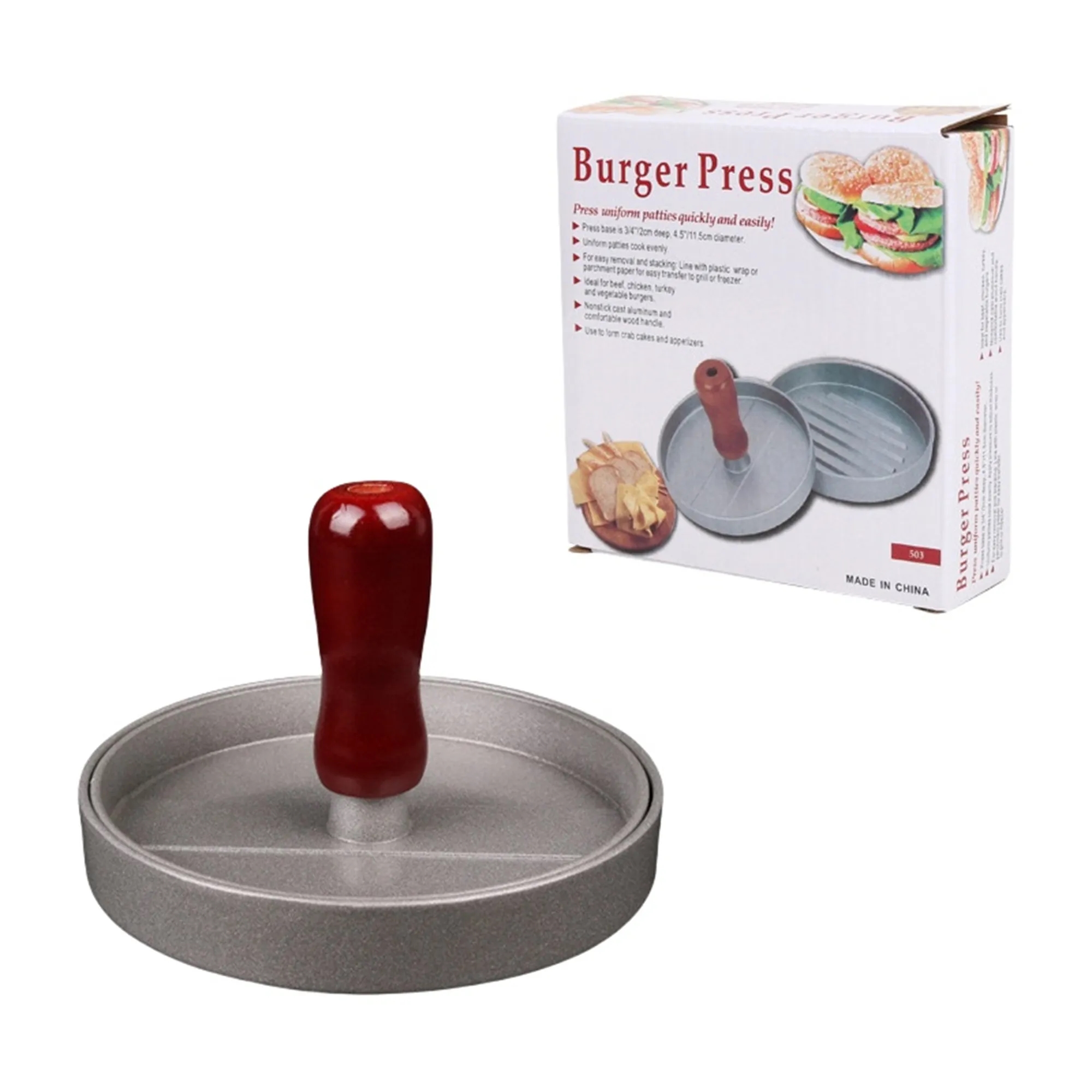 Round Aluminum Hamburger Press 6