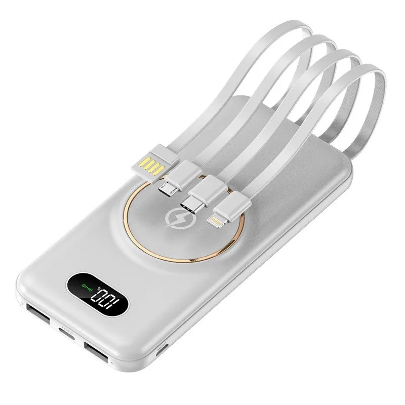 10000mAh Wireless Charger Built-in Charging Cable 1