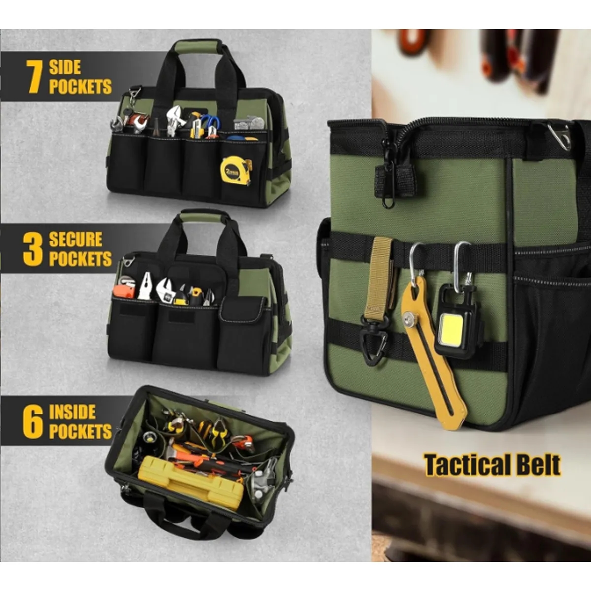 Heavy Duty Tool Bag 15 Inch 16 Pocket Portable Box Storage 4