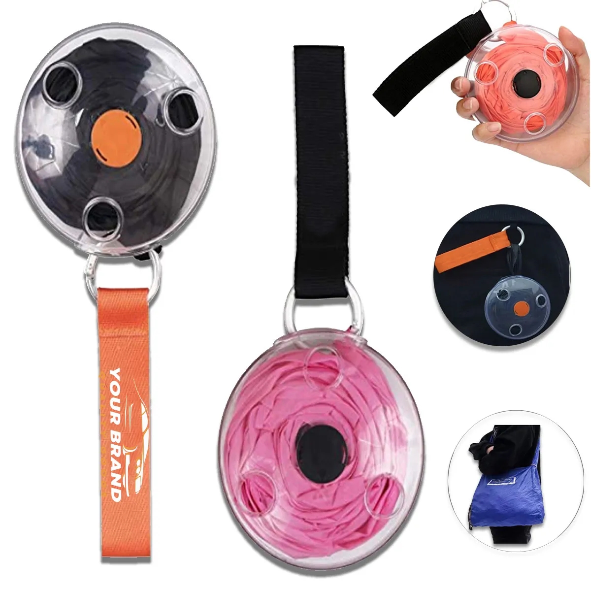 4Pcs Mini Reusable Foldable Roll Up Disc Box Shopping Bag 7