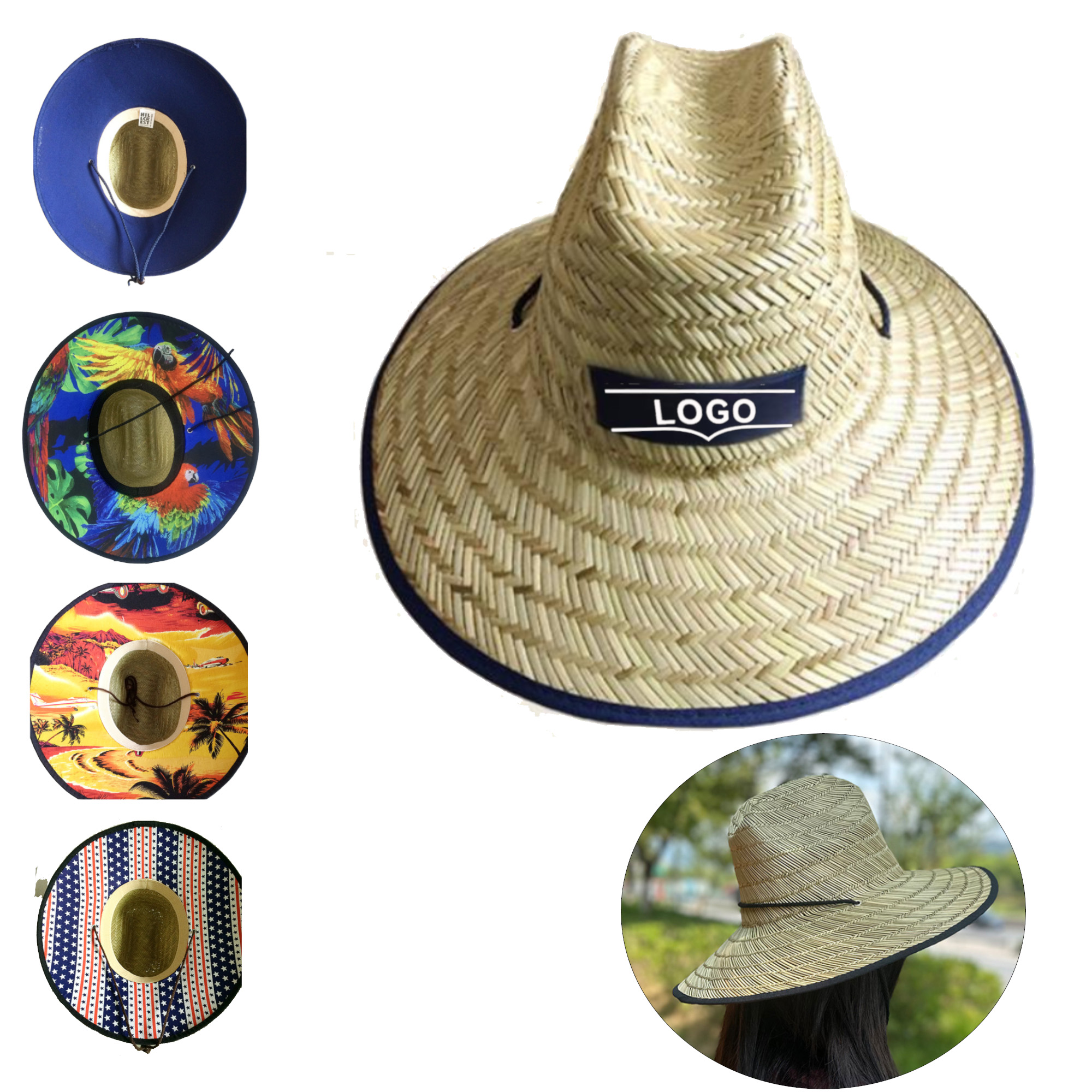 Hand-Knitted Patch Straw Hat 4