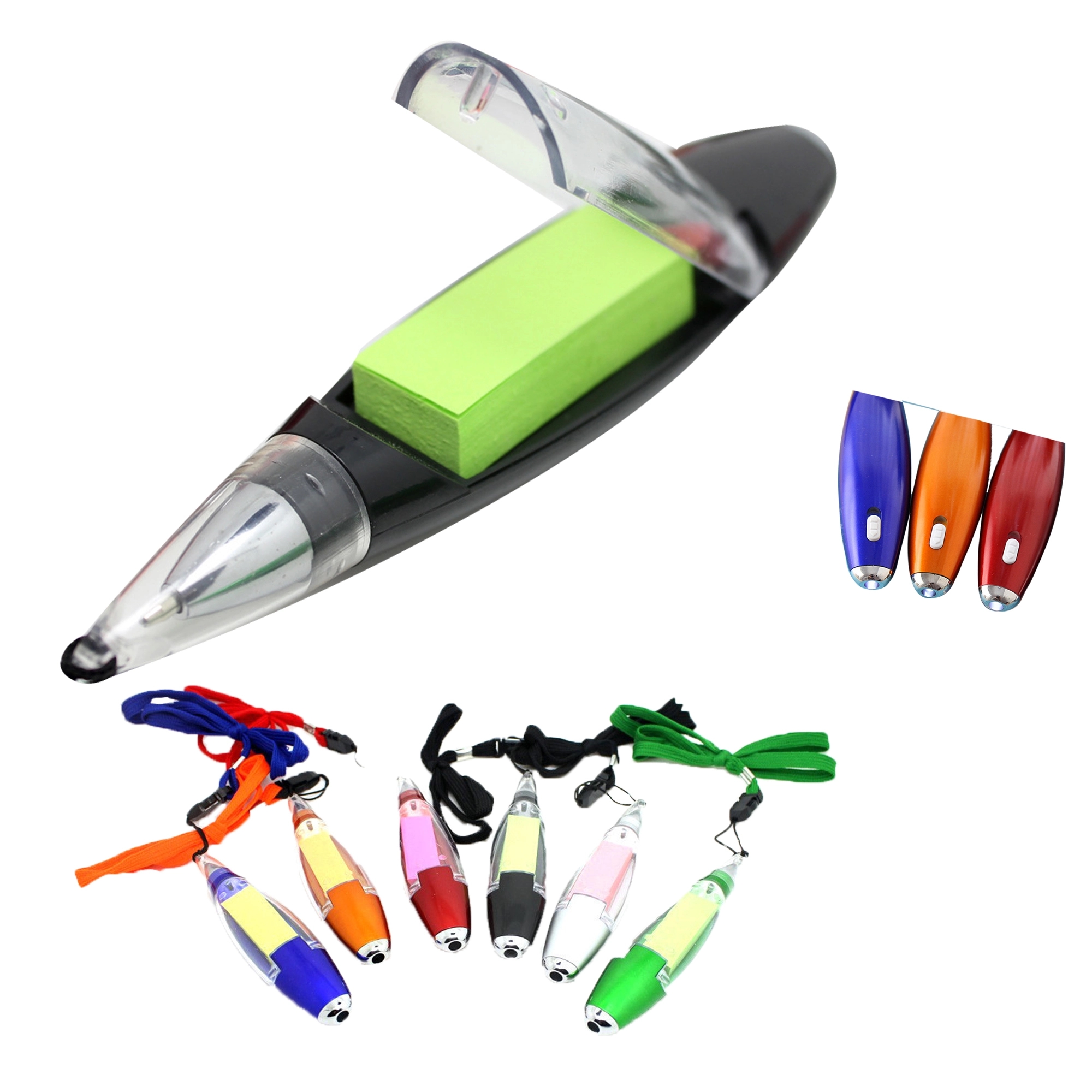 Multi functional Ball Point Pen with Sticky Notes/Flashlight 1