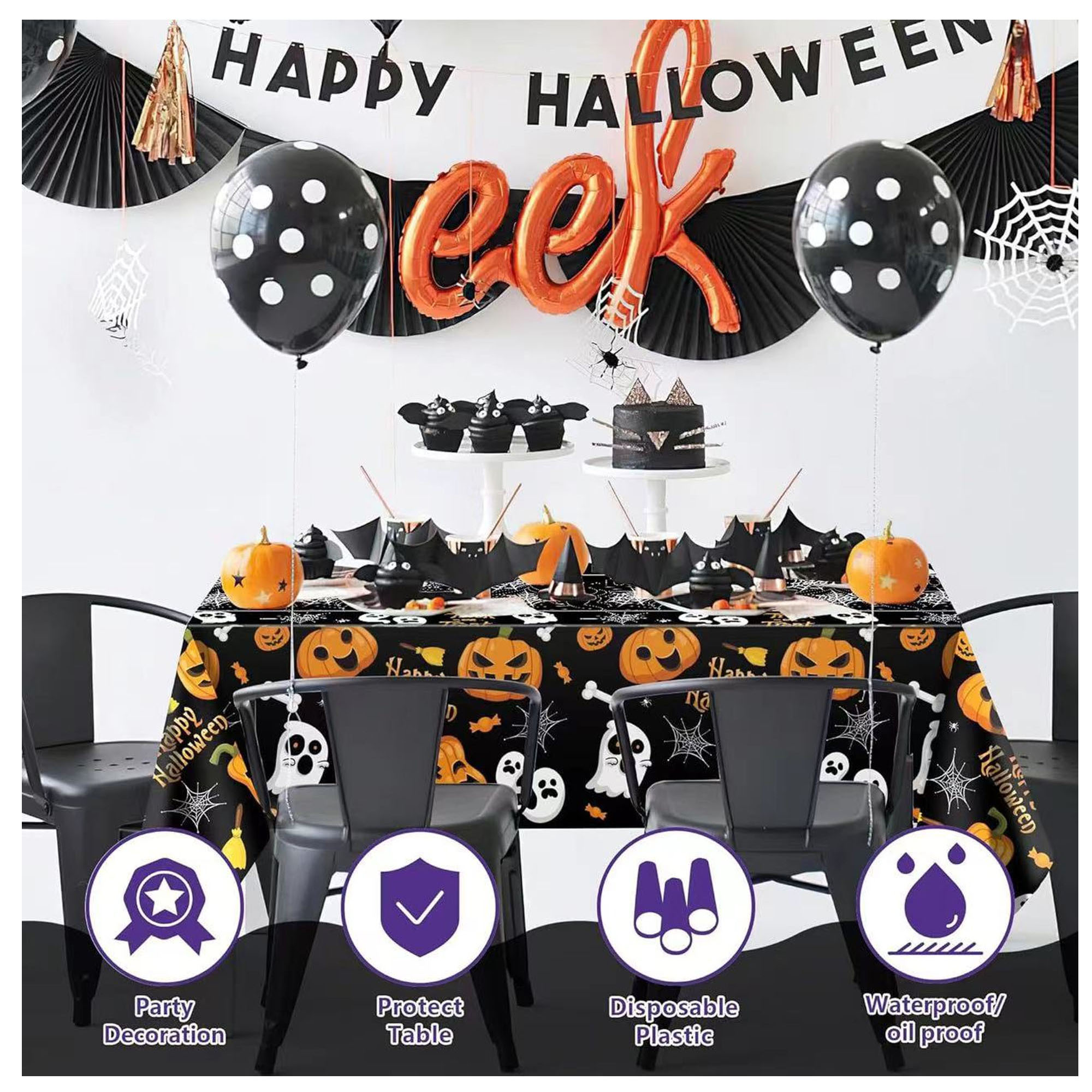 Disposable Plastic Tablecloth for a Spooky Halloween Celebration 3