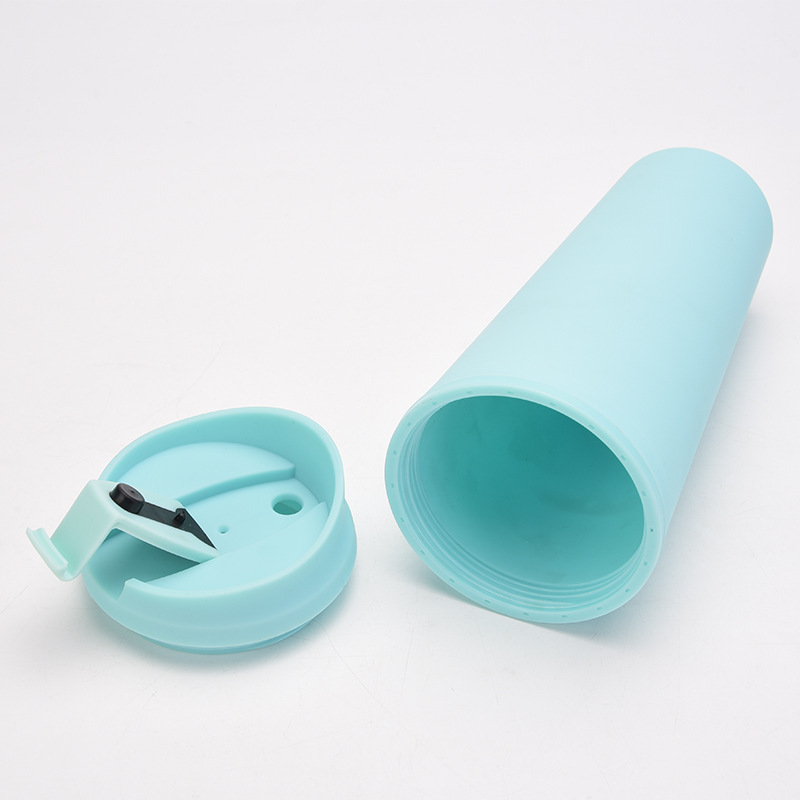 24 OZ ABS Frosted Flip Cover Tumblers / Lids Straw 9