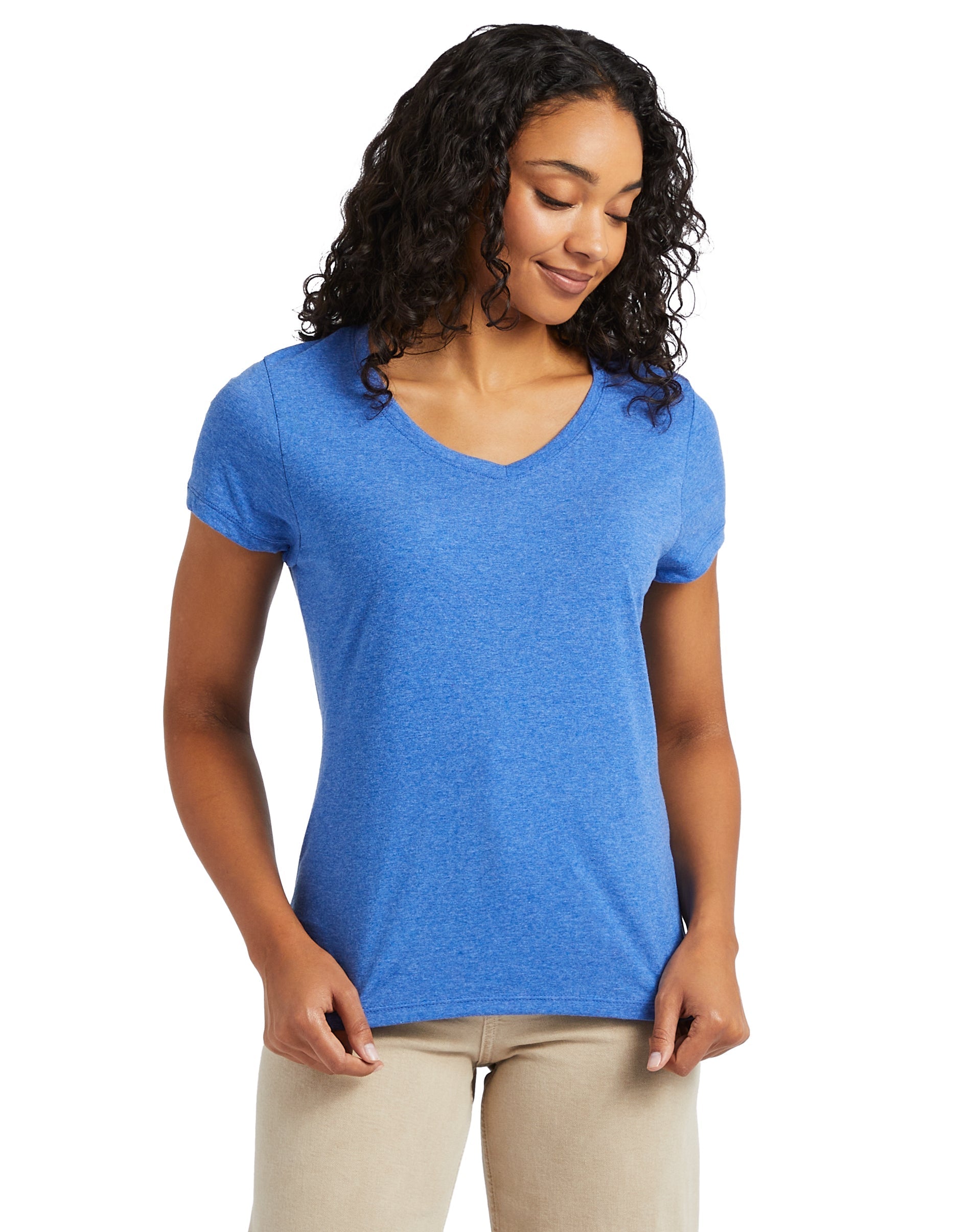 Hanes Perfect-T Women's Short Sleeve V-neck Triblend T-shirt 1