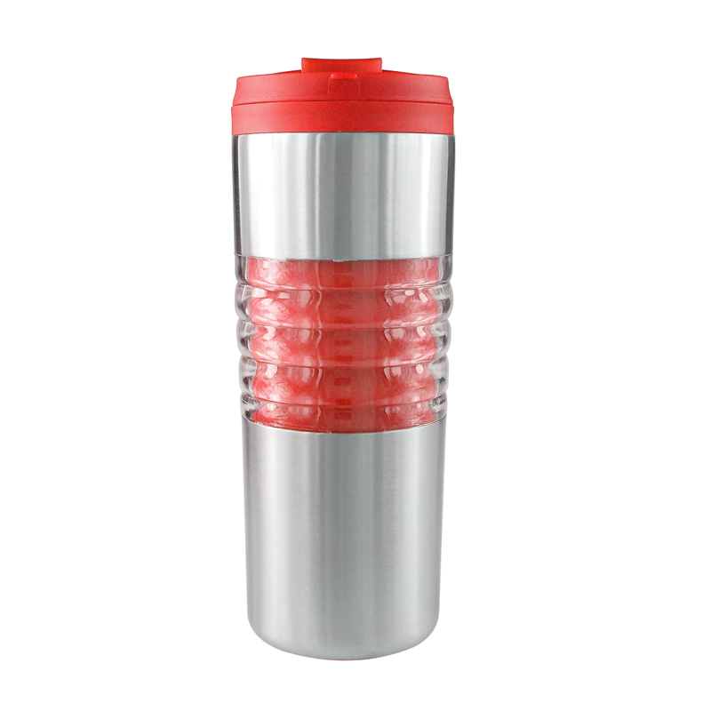 Atlantis 16 Oz. Double Wall Stainless Steel Tumbler (Red/Silver) 3