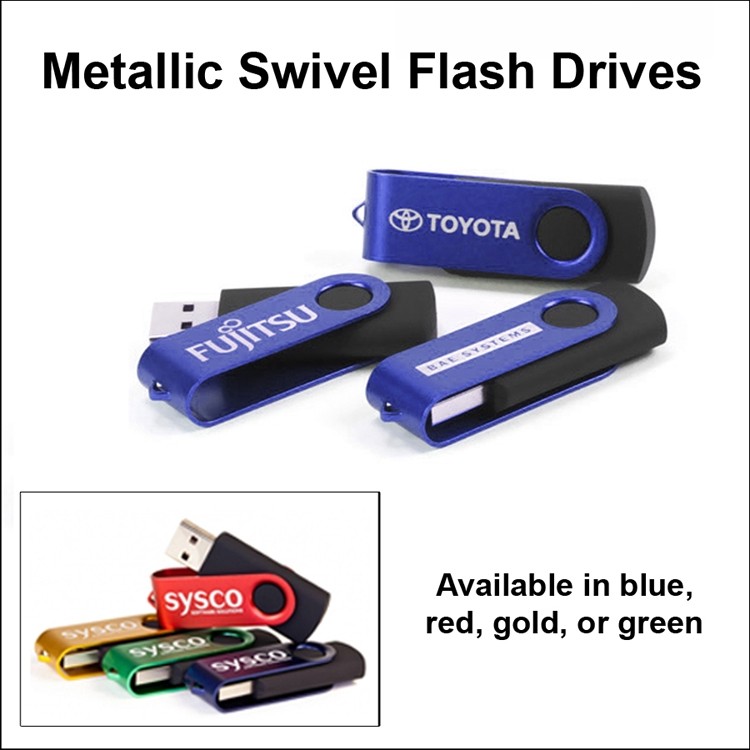 Swivel Metallic Flash Drive / USB - 2 GB Memory