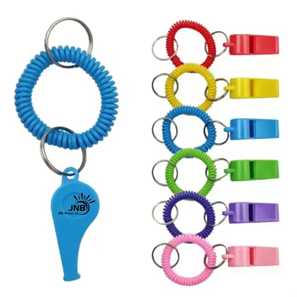 Whistle Keychain with Coil Wristband Holder