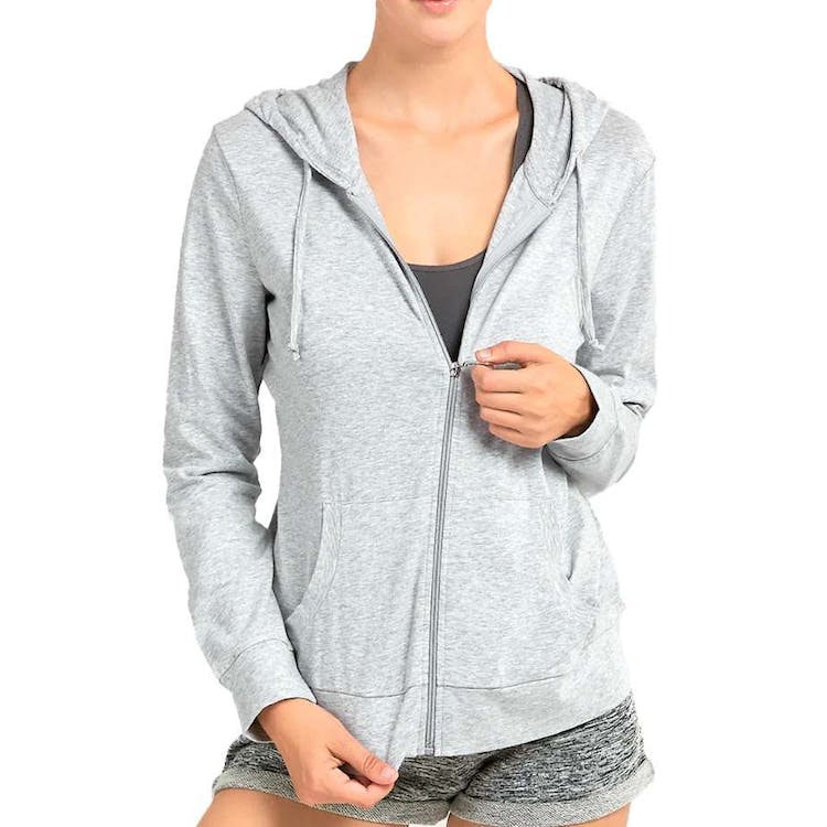 Women's Jersey Zip-Up Hoodie Jackets - Small Heather Gray 2