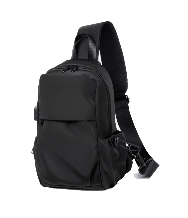 Nylon Small Black Sling Crossbody Bag With USB Charging Port 5
