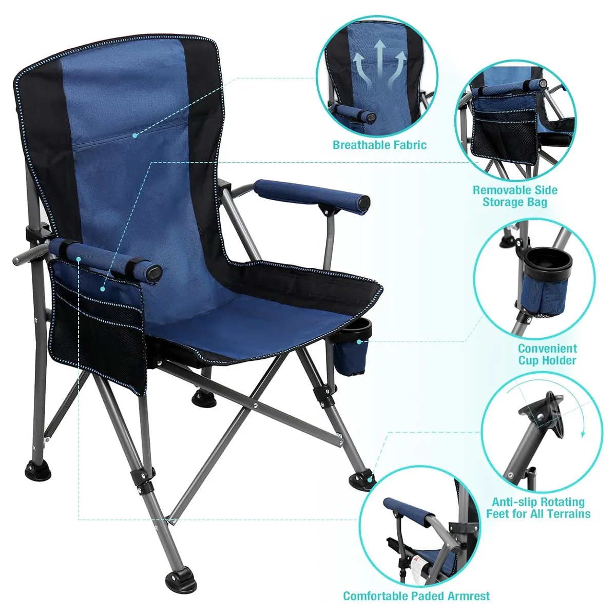 Folding Outdoor Camping Chair with carry Bag and Cup Holder 2