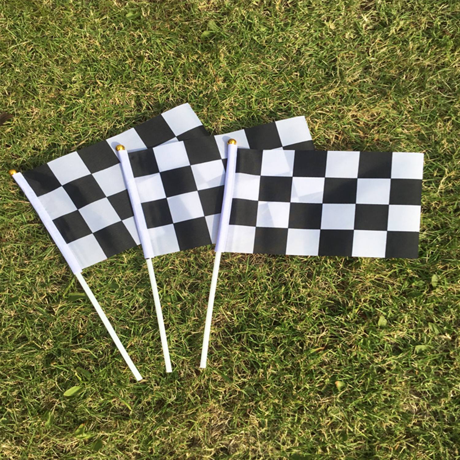 Black White Checkered Racing Hand Waving Flag 5