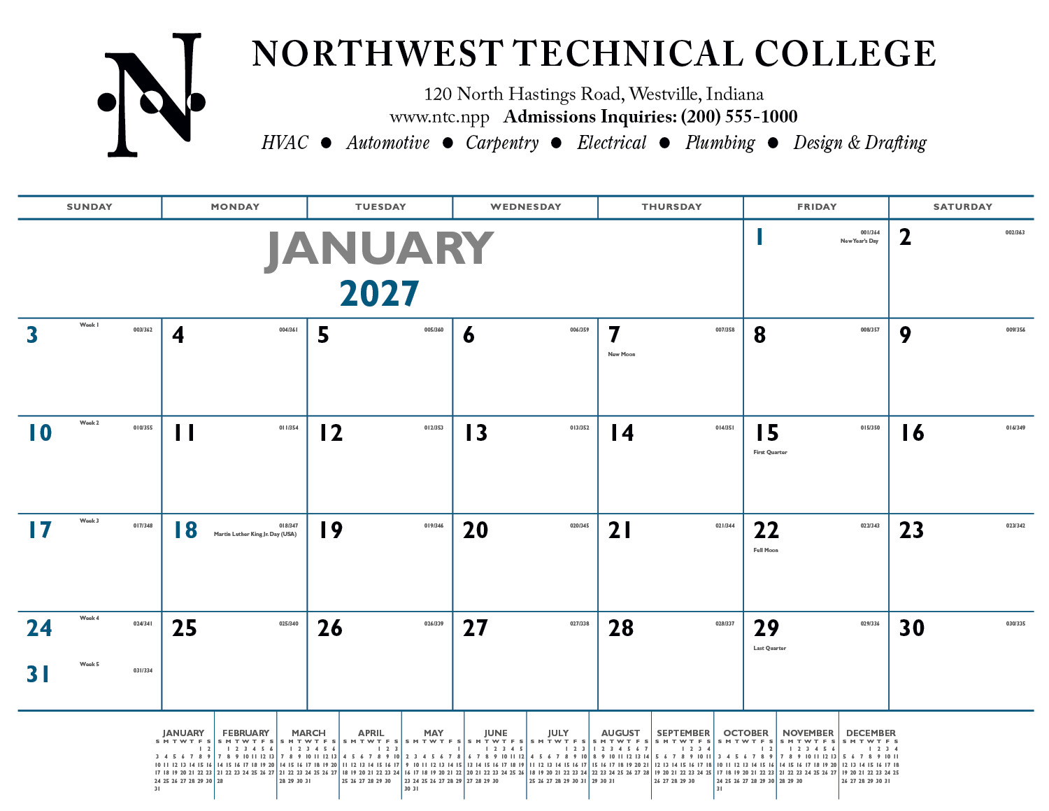Triumph® Calendars Blue & Black Desk Pad 6