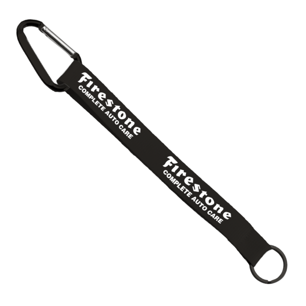 3/4" Sewn Polyester Keychain with Metal Split-Ring and Carabiner 60