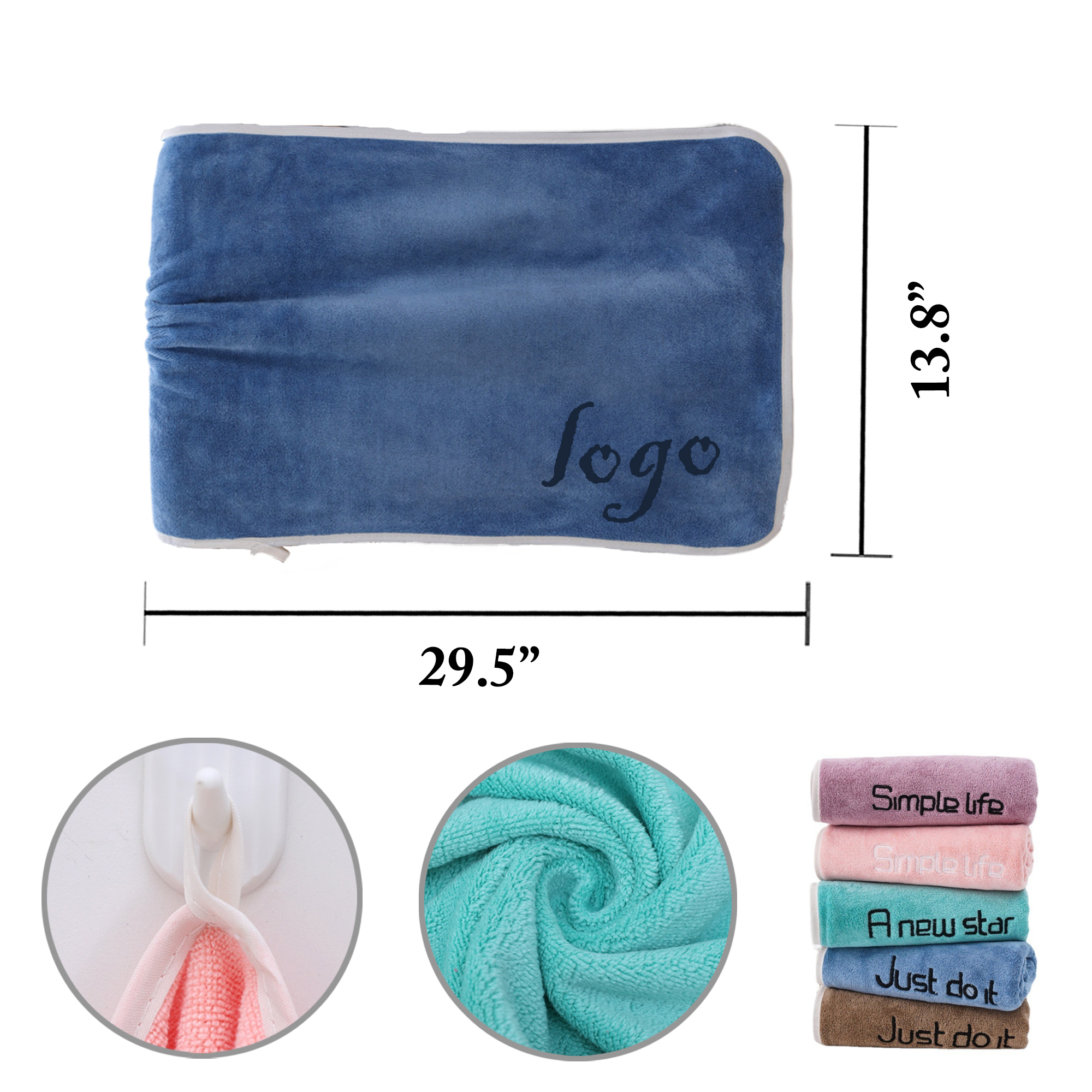 MOQ50 Thick Coral Fleece Gym Towel 350gsm 2