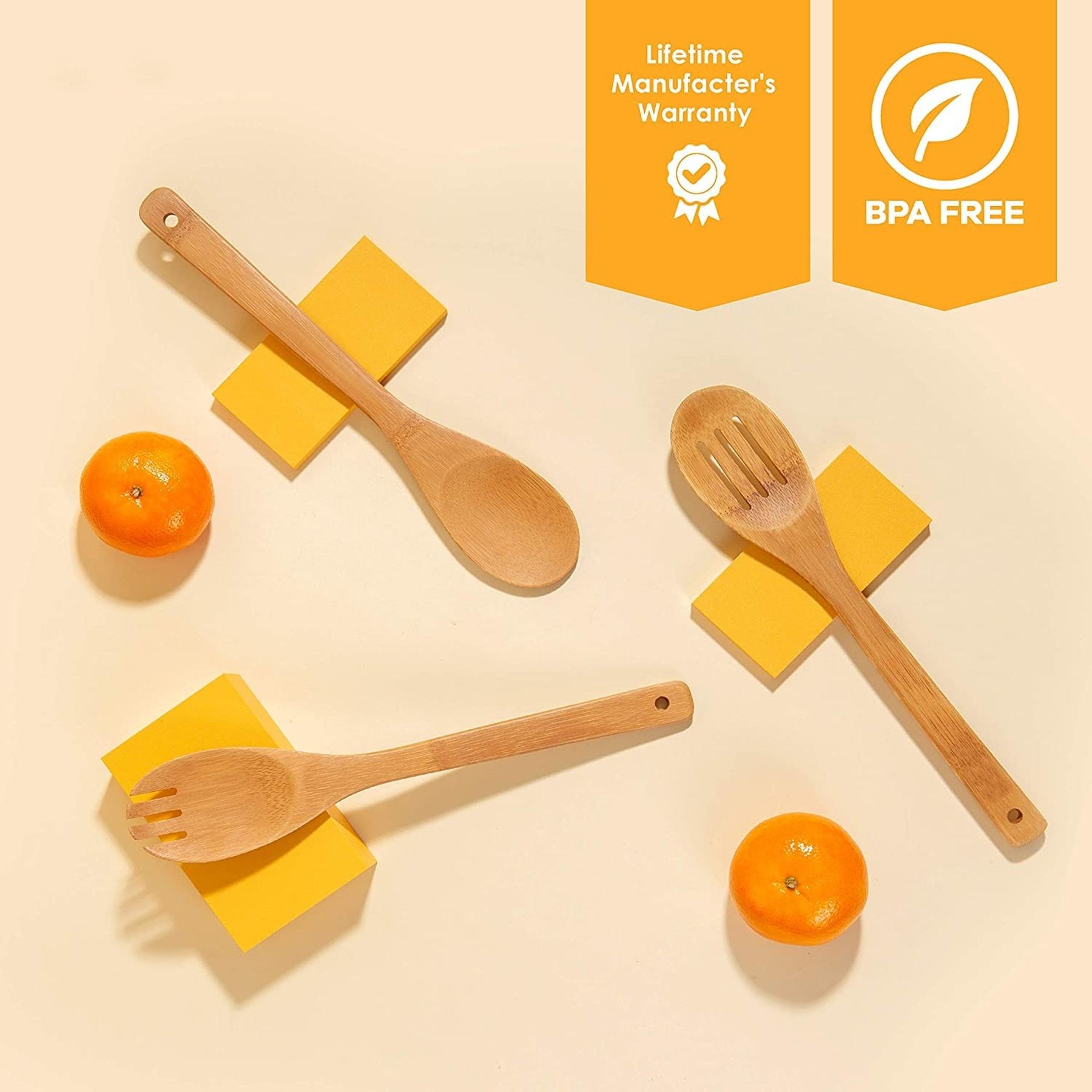 6-Piece Nonstick Bamboo Cooking Utensil Spatula Spoon 7