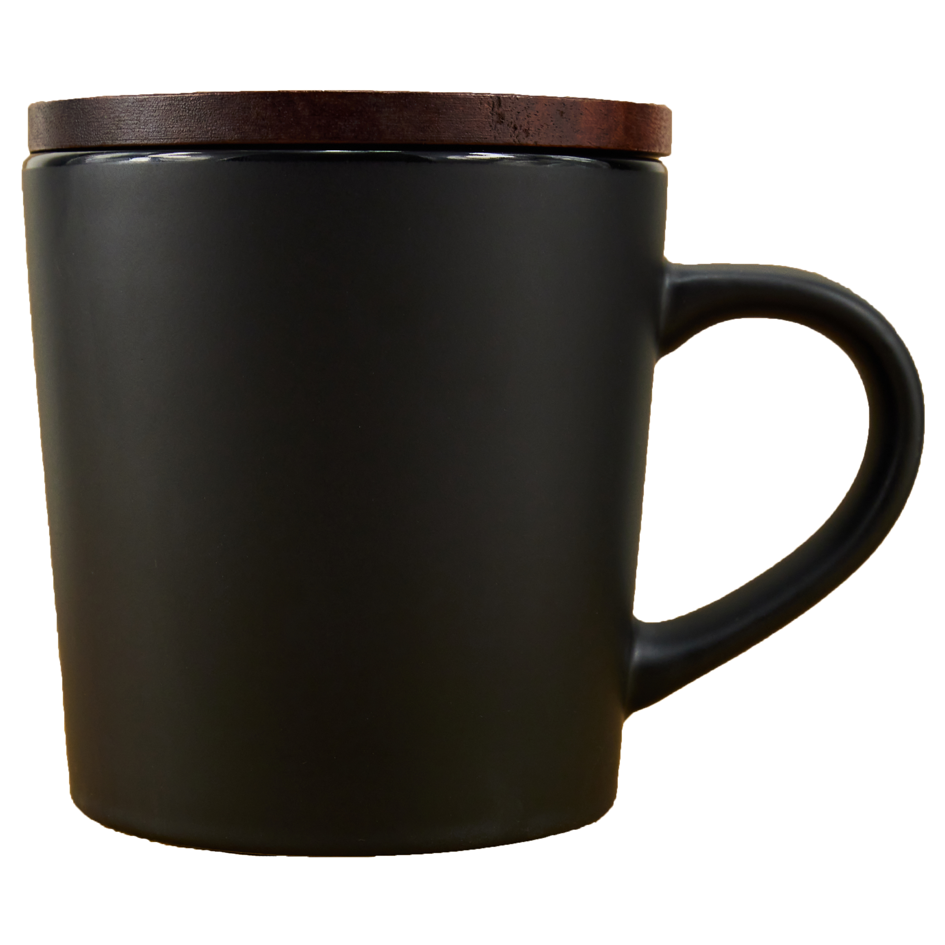 Oceanside 16oz Ceramic Stoneware Mug with Wood Lid (Black)