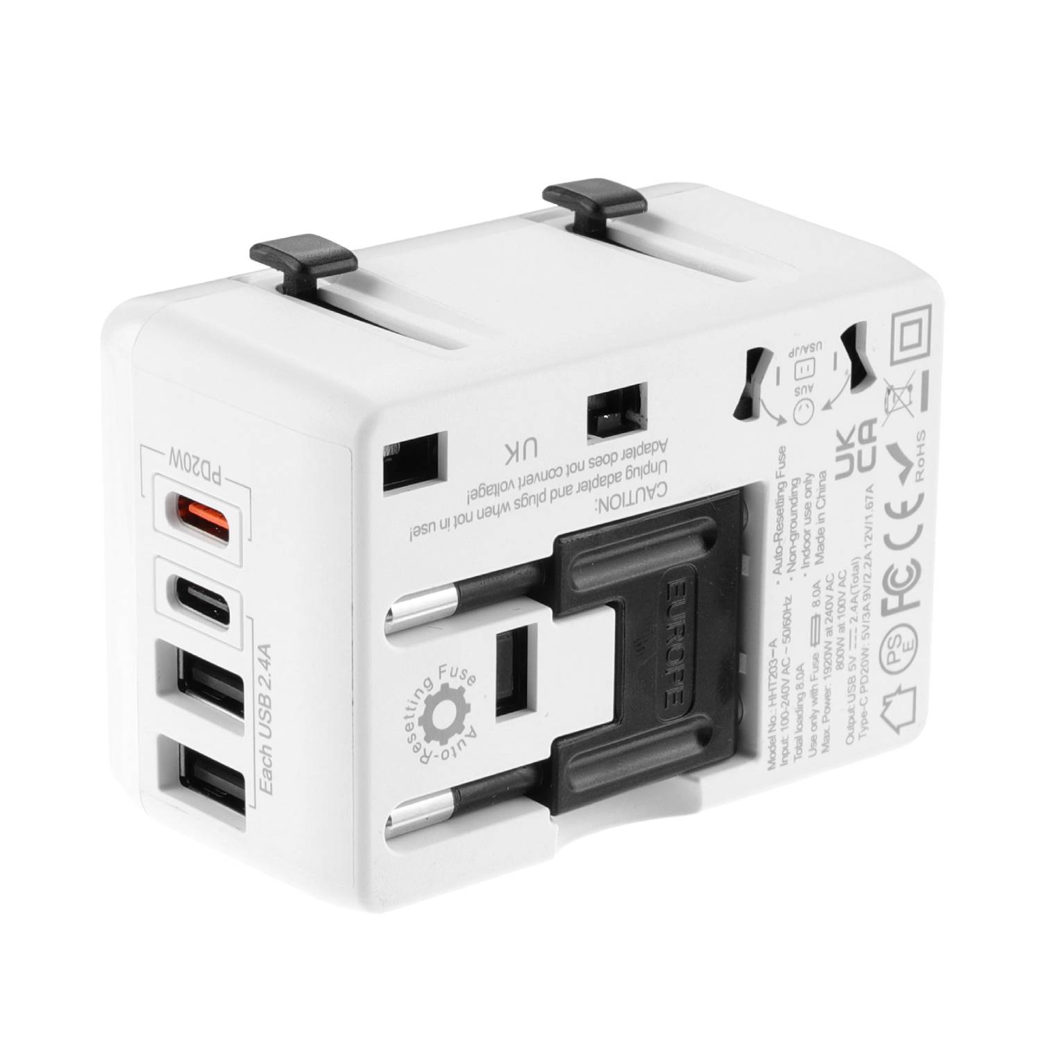 2 USB A 2 Type C PD20W Universal Travel Adapter 3