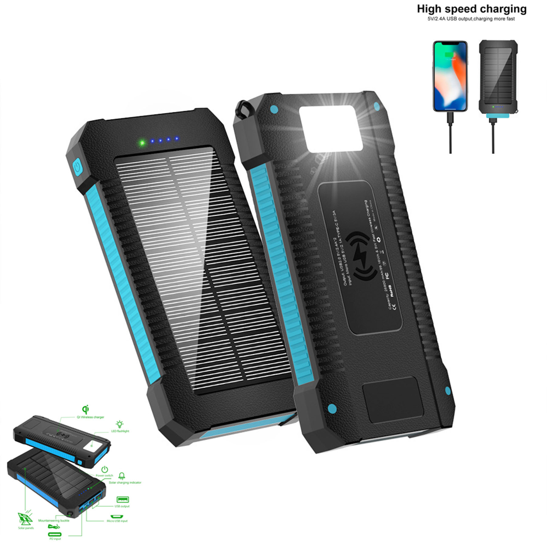 30000mAh Wireless Portable Solar Charger 2