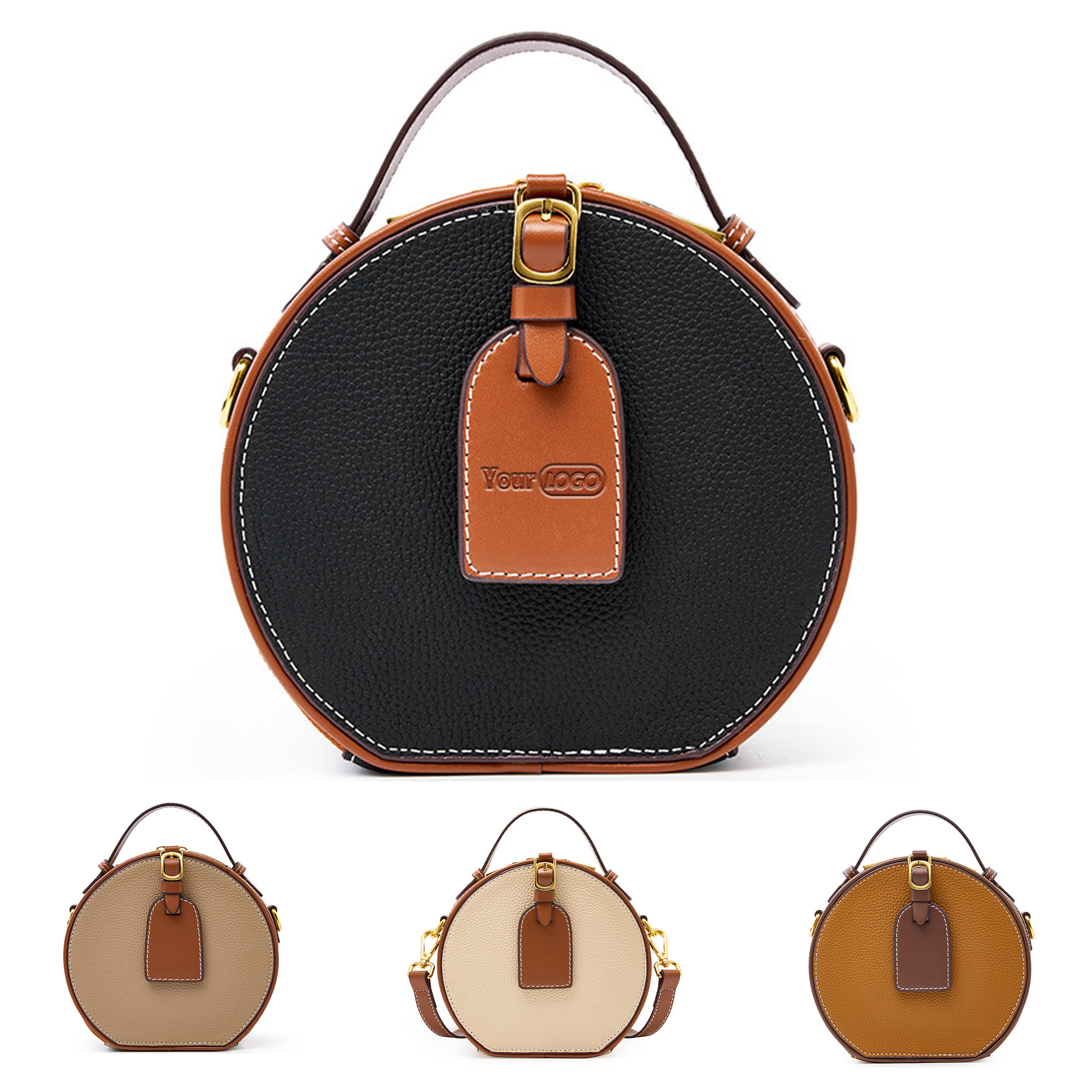 Genuine Leather Contrasting hand-held shoulder women's bag 1