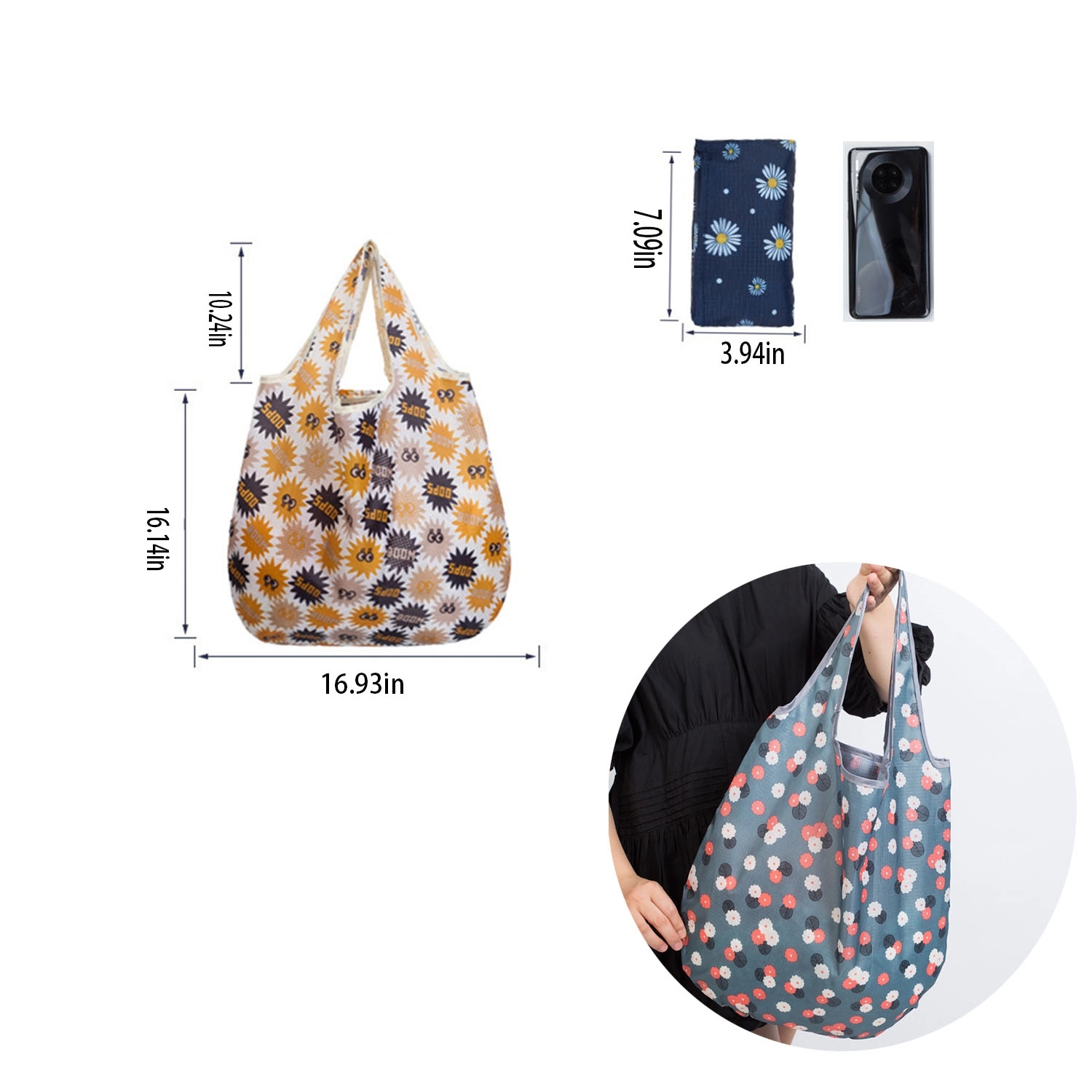 Folding Reusable Tote Shopping Grocery Bag 3