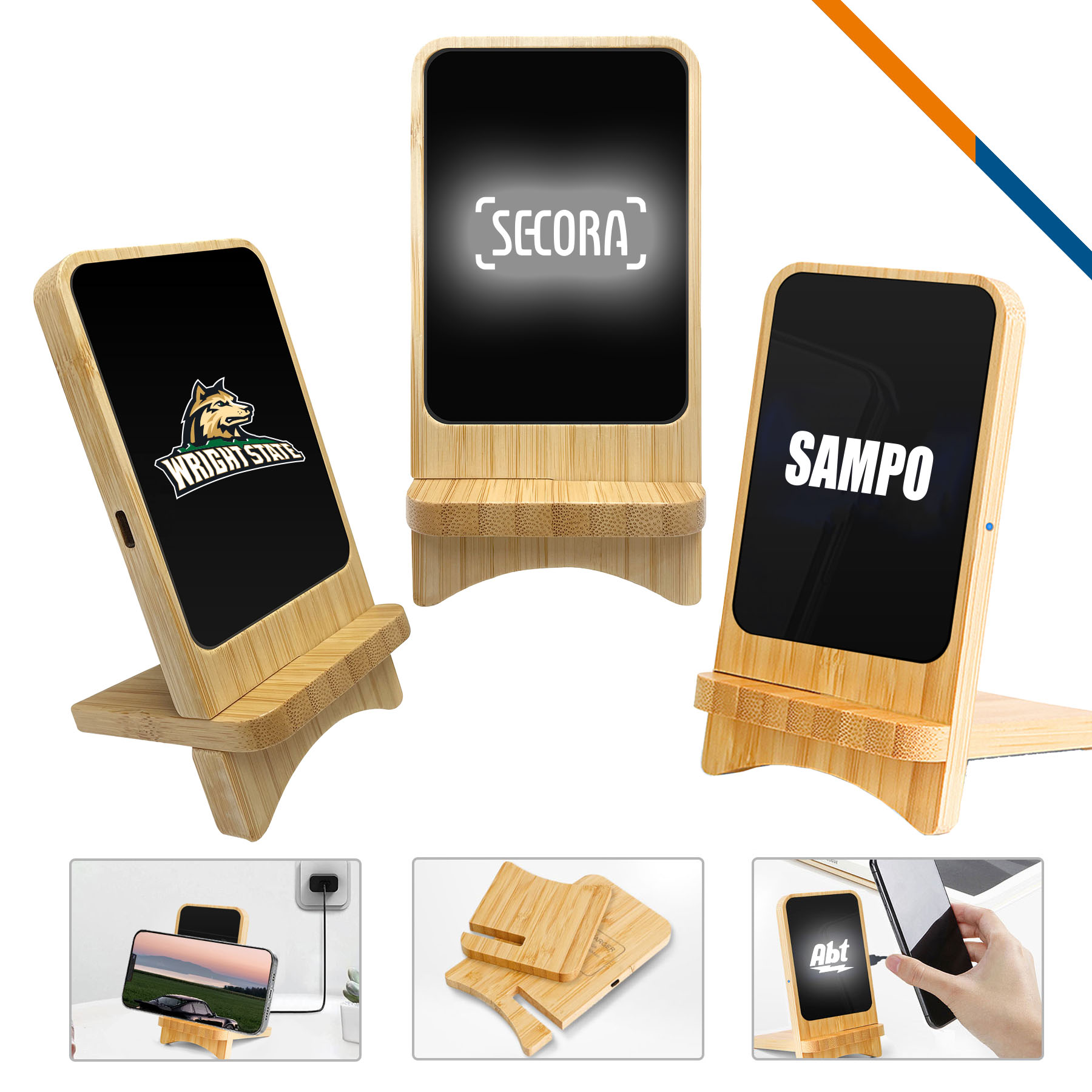 Lionel Light up Bamboo Wireless Quicker Charger Stand 1