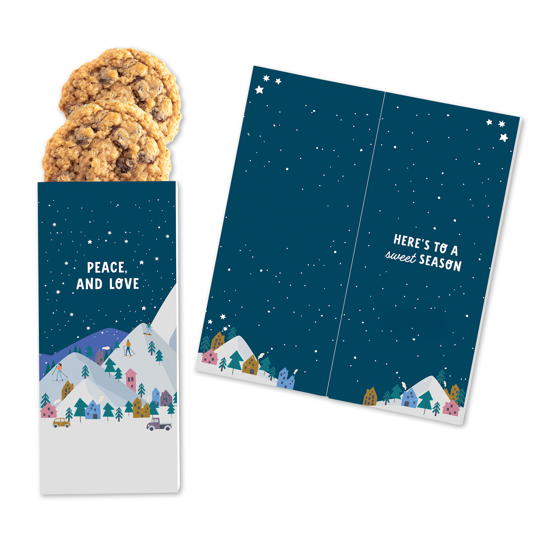 One Color Foil-Stamped Stock Holiday Sentiment Sweeter Cards with Oatmeal Raisin Cookies 2