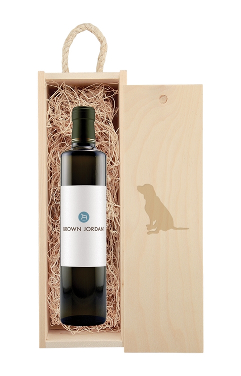 Rustic Laser-Engraved Wood Box with with Full-Color Custom Labeled Balsamic Vinegar 1
