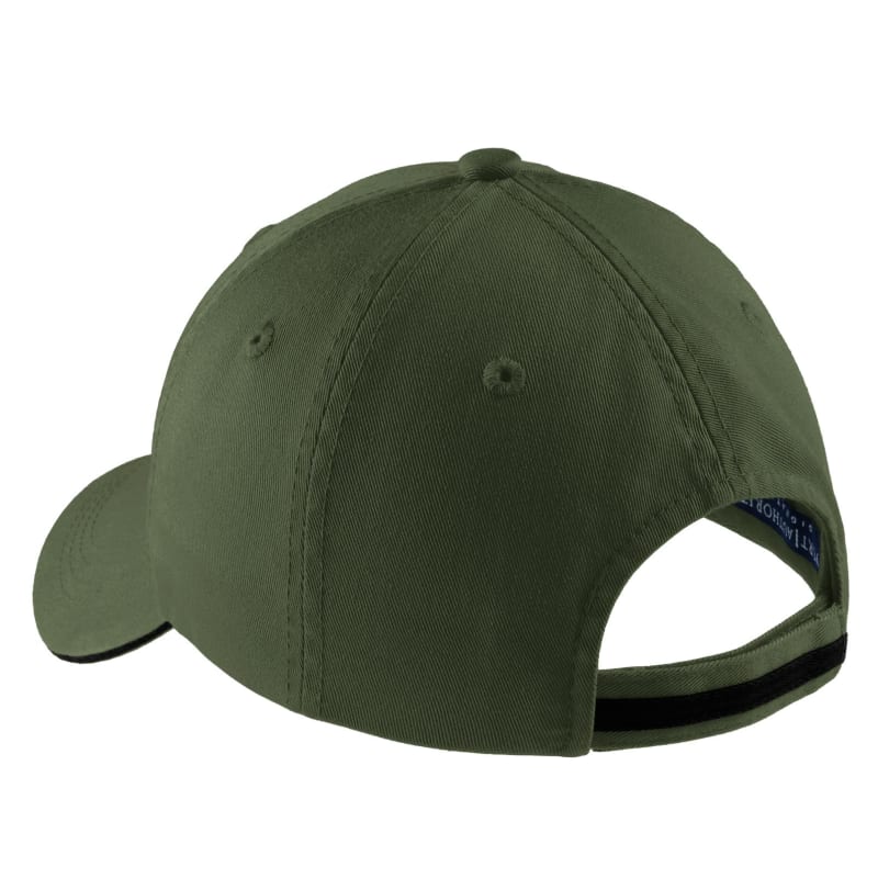 Port Authority Sandwich Bill Cap With Striped Closure. 9