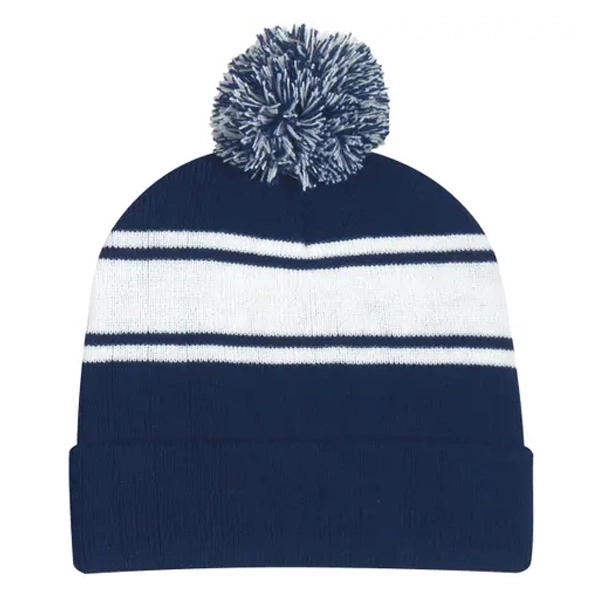 Knit Beanie with Pom Ball 4