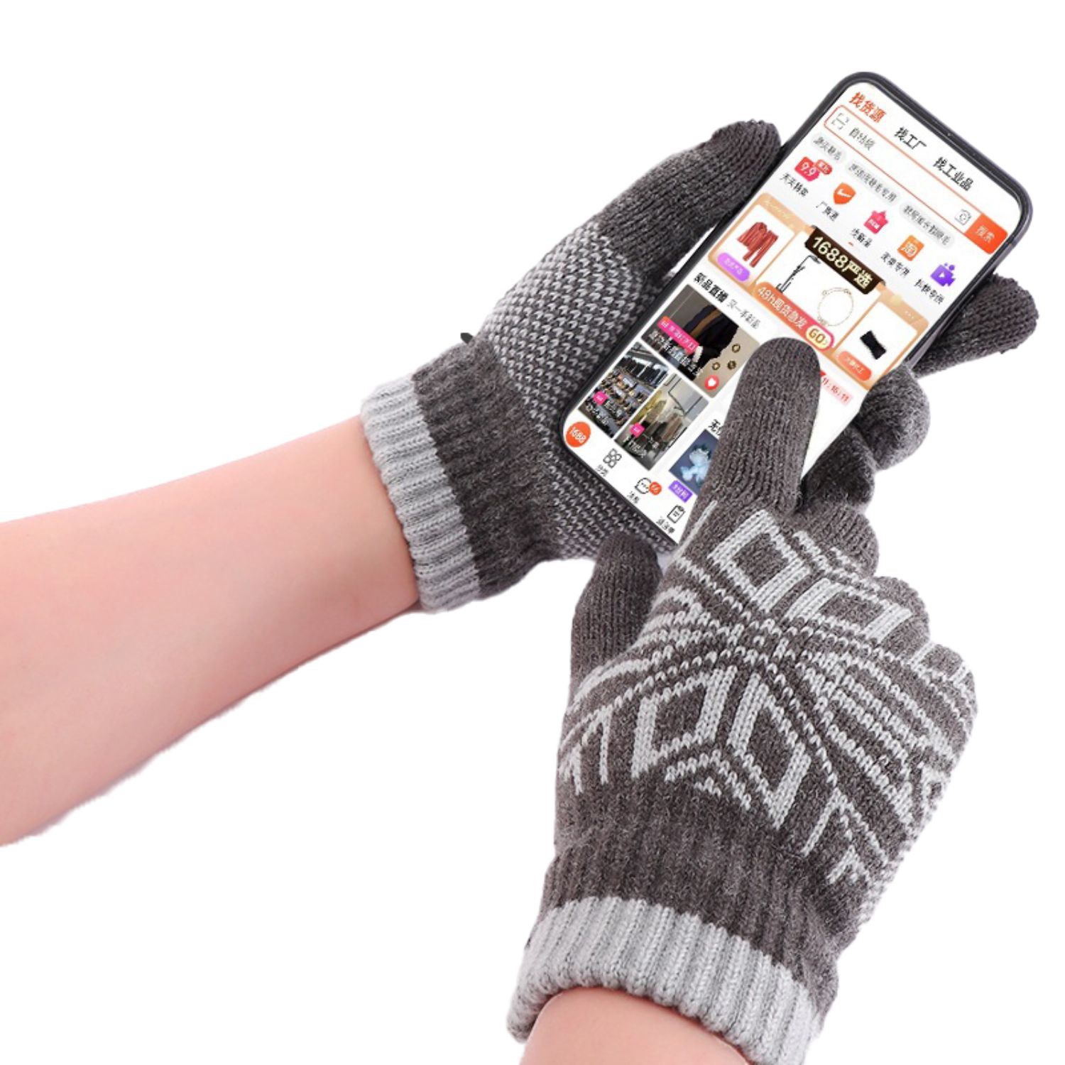 Cold Resistance Adult Male Gloves w/ 3 Finger Touch 3