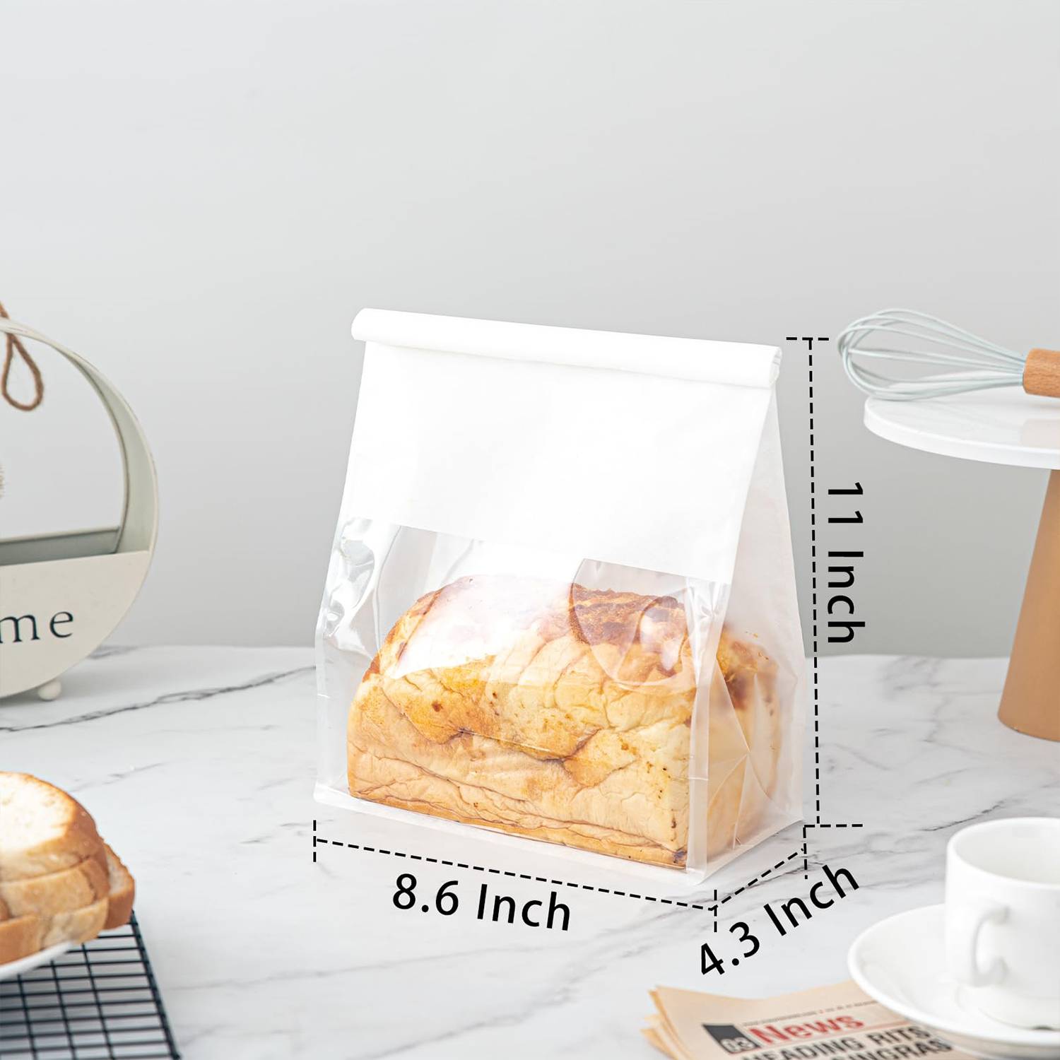 8.6inch Large Bread Bags with Tin Tie W/ Clear Window 5