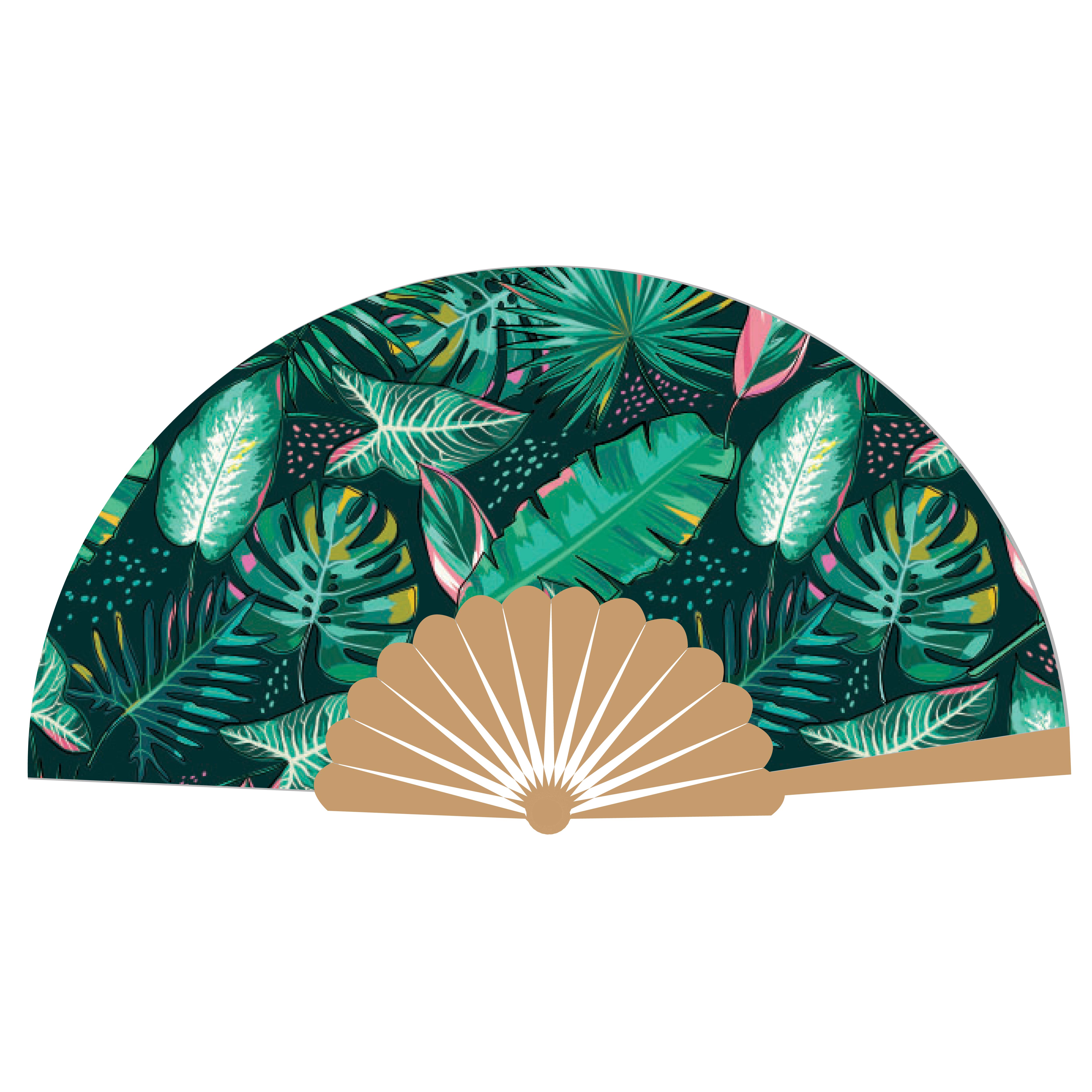 Fancy Bamboo Hand Fan - Full Color 24