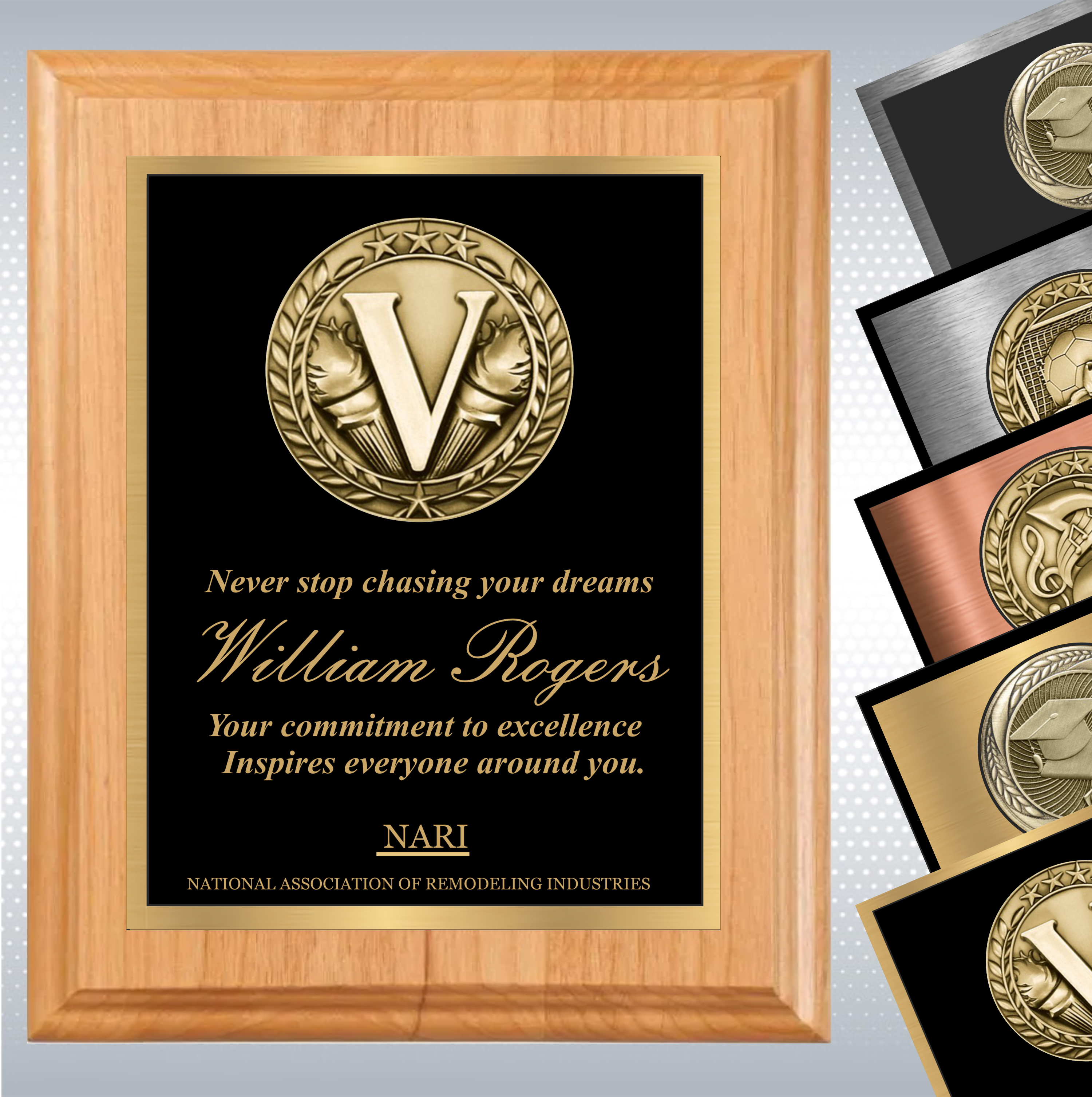 Solid Alder Wood Plaque w/Medallion Over Double Plate 9