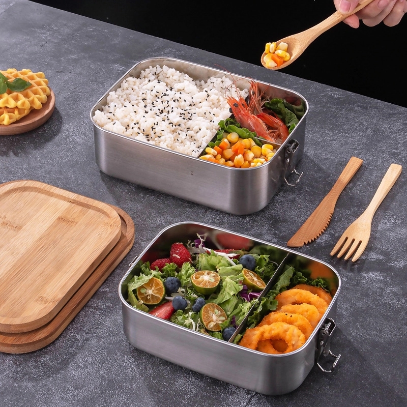 Stainless Steel Lunch Box With Bamboo Lid 4
