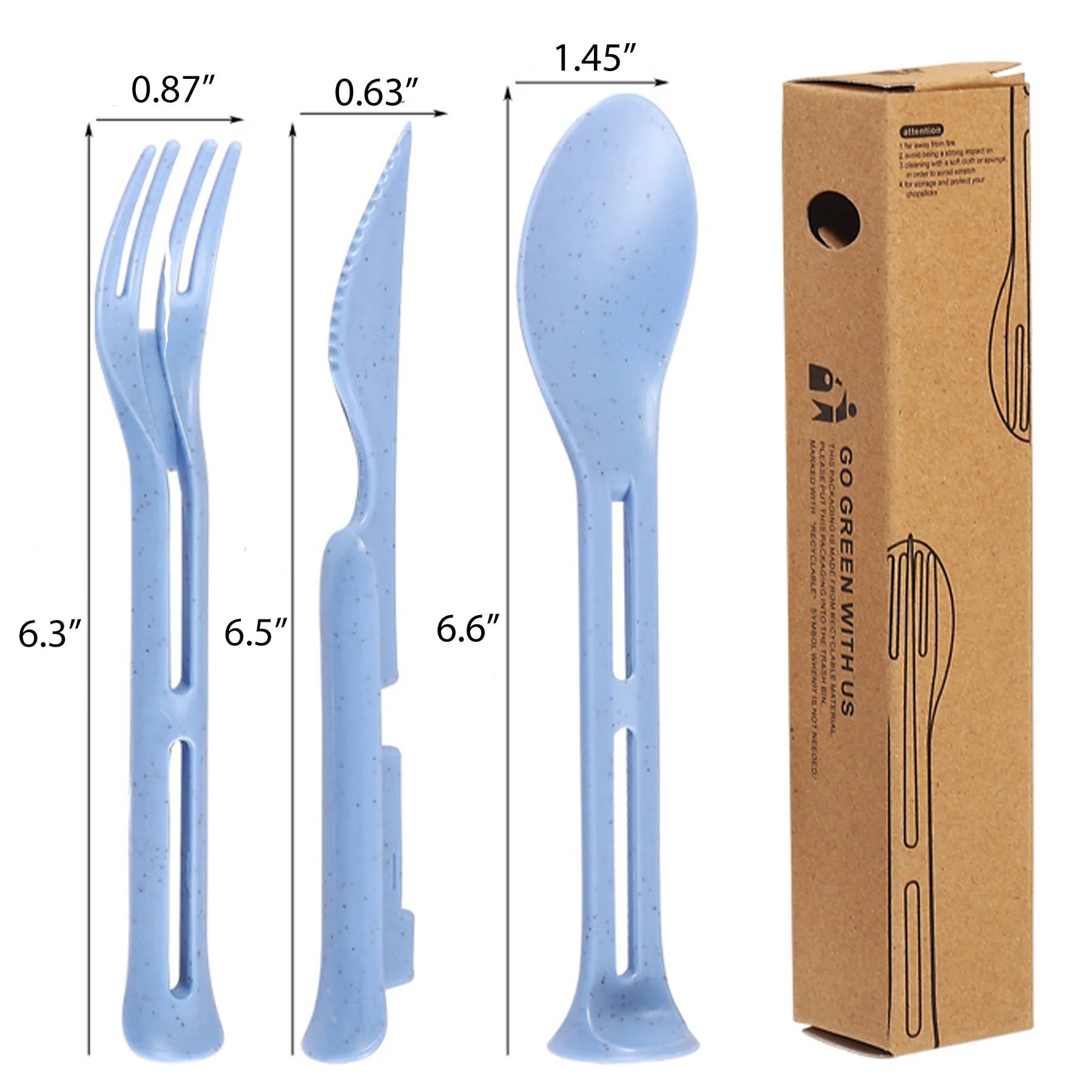 Wheat Straw Three-in-One Portable Cutlery Set 6