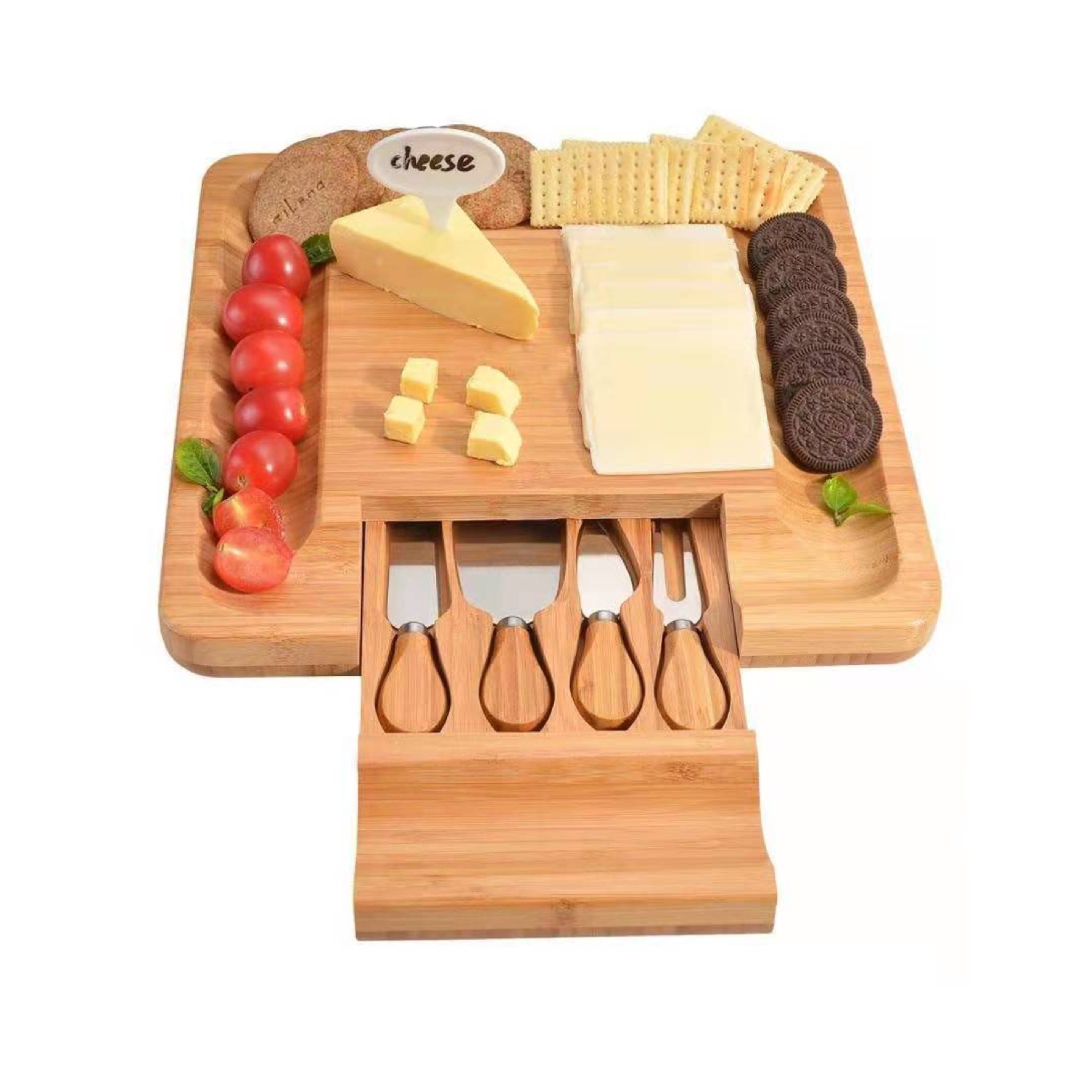 Square Bamboo Cheese Board Knife Set - OCEAN 2