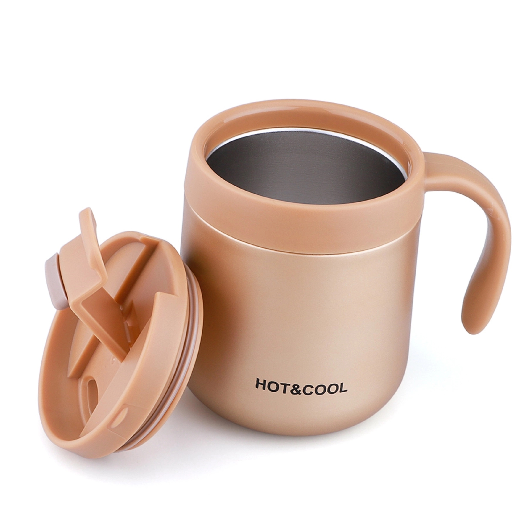 Double Wall Insulated Coffee Cup With Lid & Handle 9