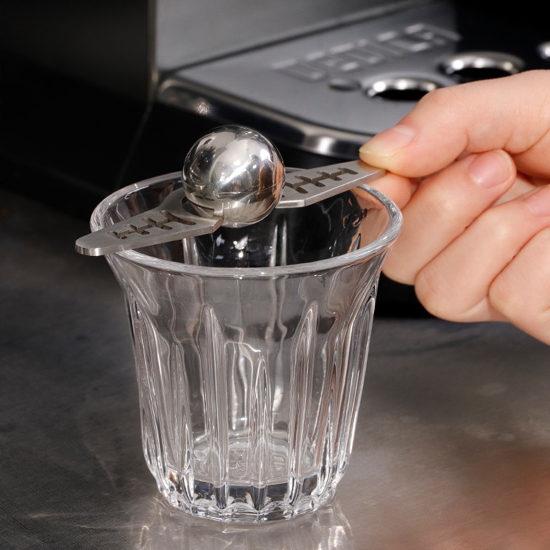 Stainless Steel Ice Ball Pour-Over Holder 1