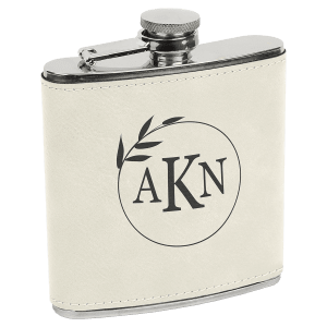 6 Oz. Laserable Leatherette Stainless Steel Flask, custom water bottle with logo imprint 14