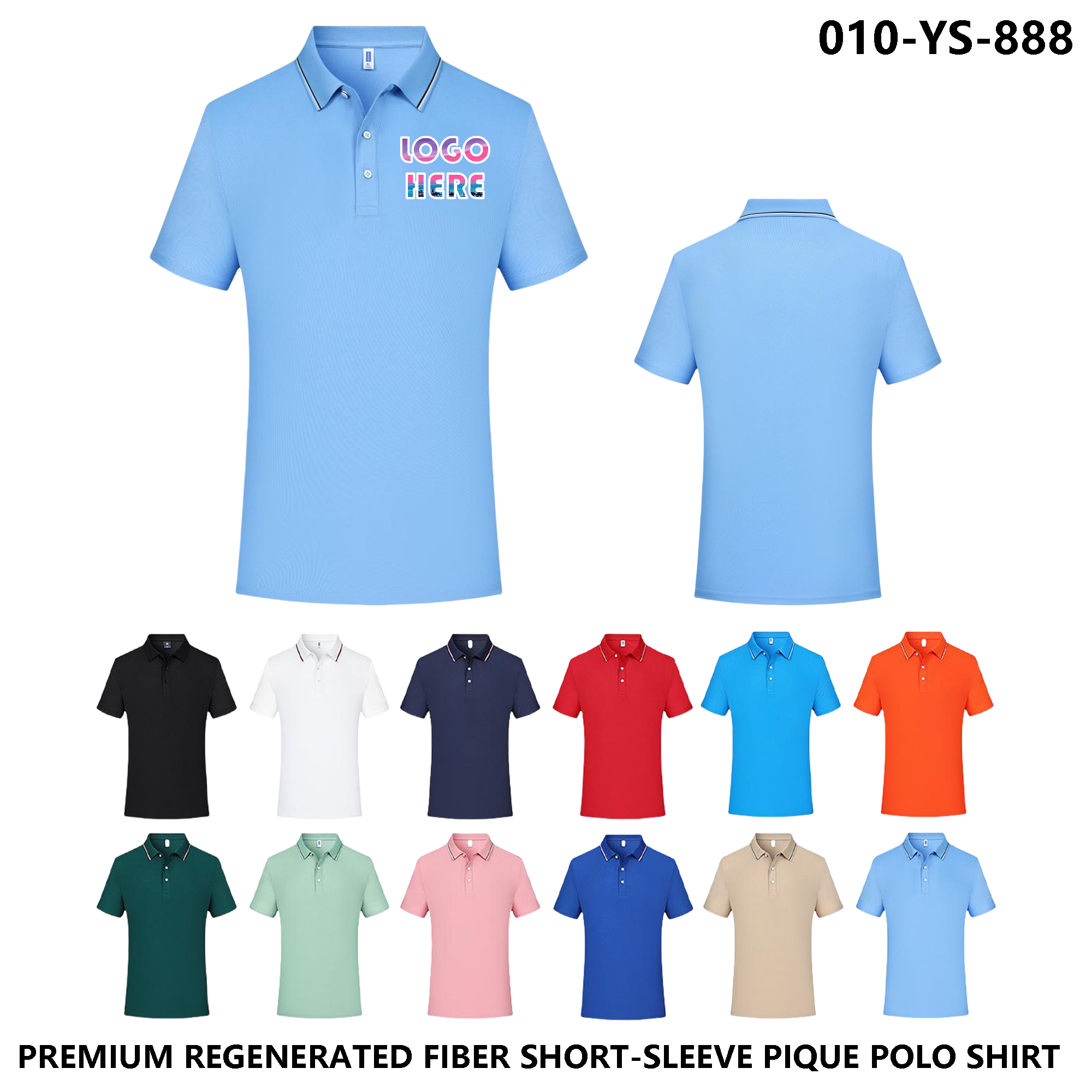 Custom Logo Unisex Short Sleeve Polo ?C Regenerated Fiber 2