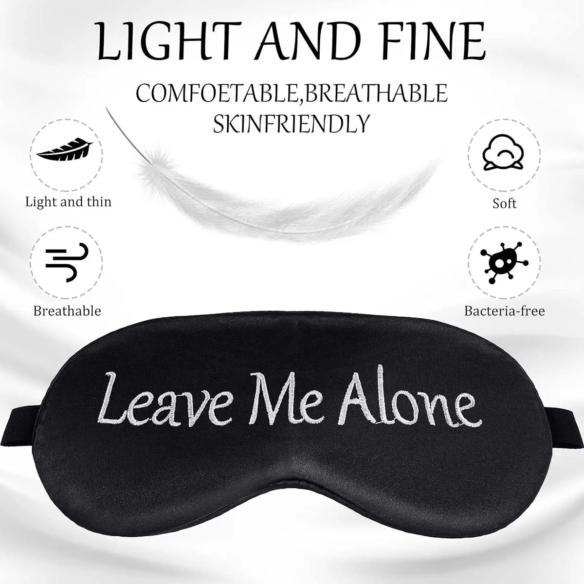 Custom Soft Blackout Adjustable Strap Sleep Eye Mask 3