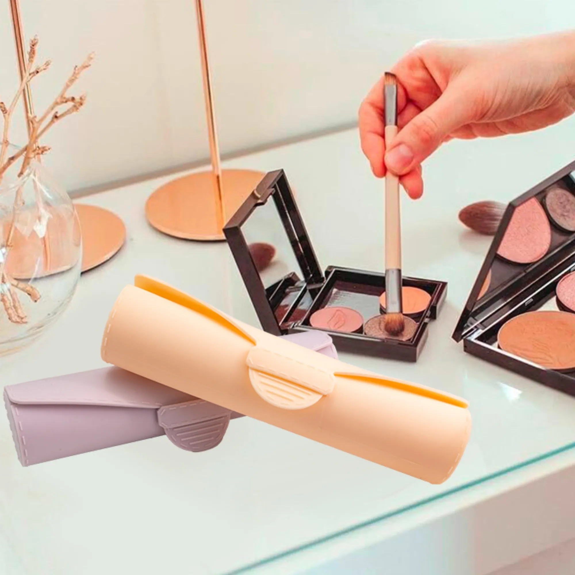 Silicone Makeup Brush Holder Cosmetic Bags Storage Box 7