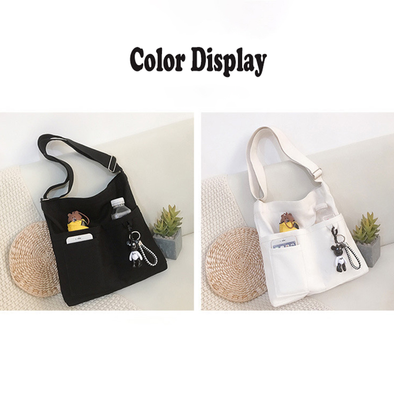 Reusable Canvas Tote Bag w/3 External Pocket 16