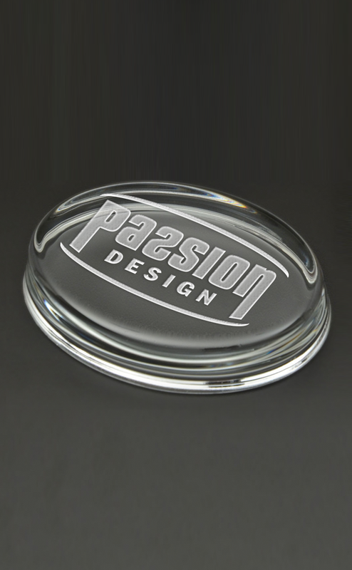 Oval Paperweight - Deep Etched