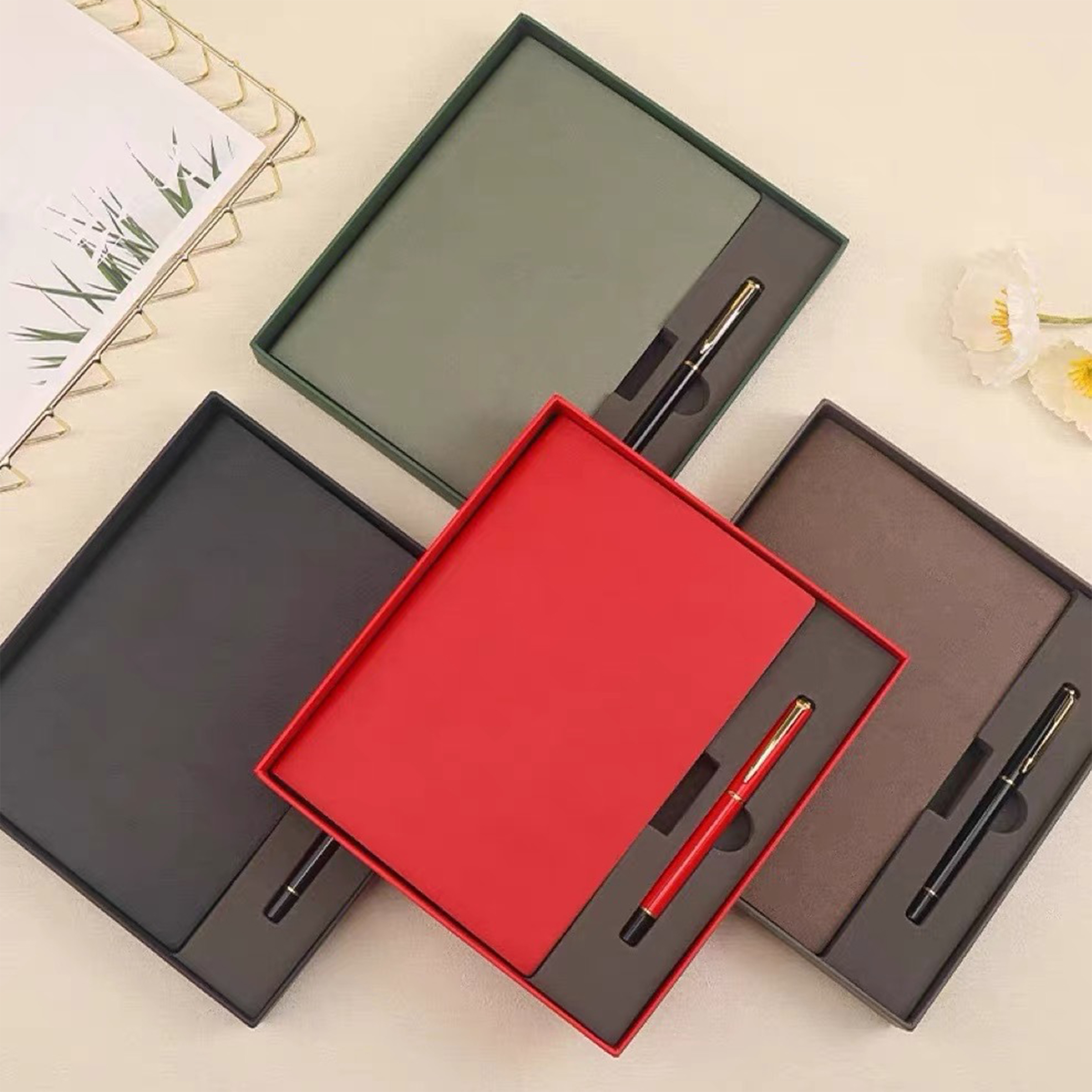 Faux Leather Notebook And Pen Gift Box Set 2
