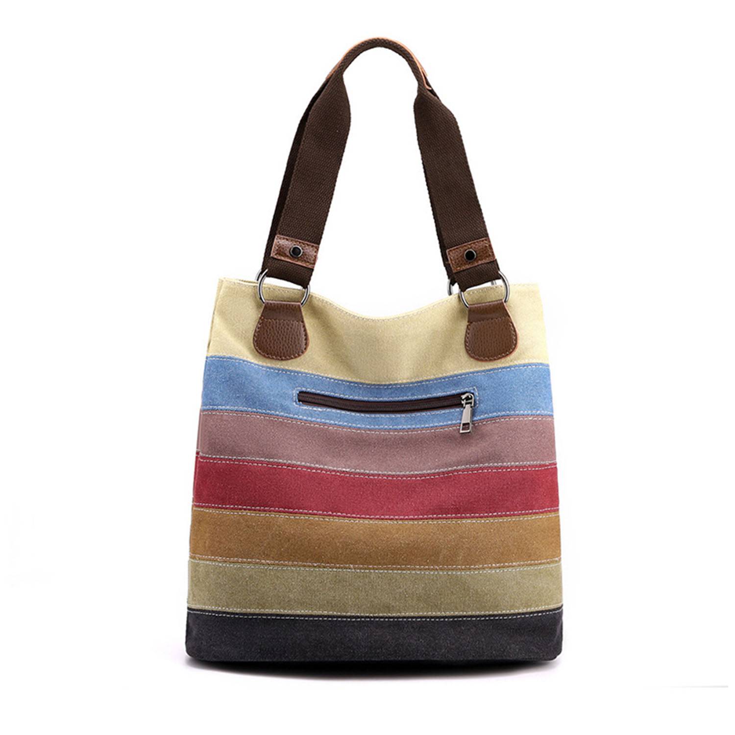 Fashion Rainbow striped tote bag, custom tote bag with logo imprint 3