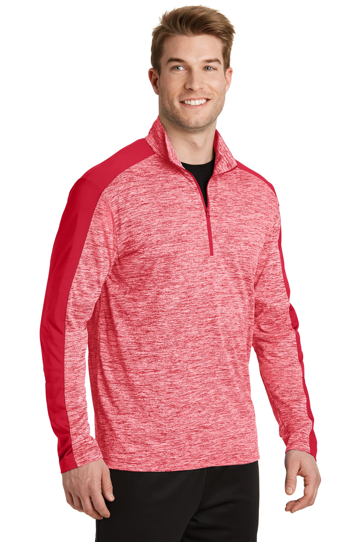 Sport-Tek PosiCharge Electric Heather Colorblock 1/4-Zip Pullover. ST397, custom hoodie or sweatshirt with logo imprint 21