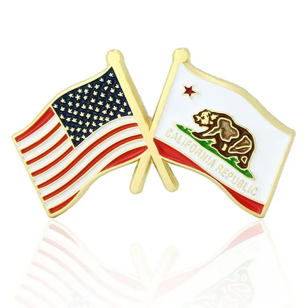 Stock Crossed Flag Pin (USA & USA) 13